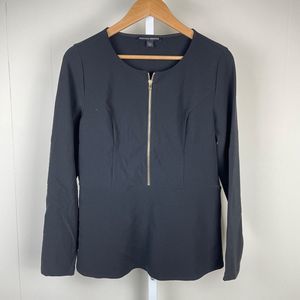 Boston‎ Proper Womens Black Tunic Top Gold Zipper Size Medium